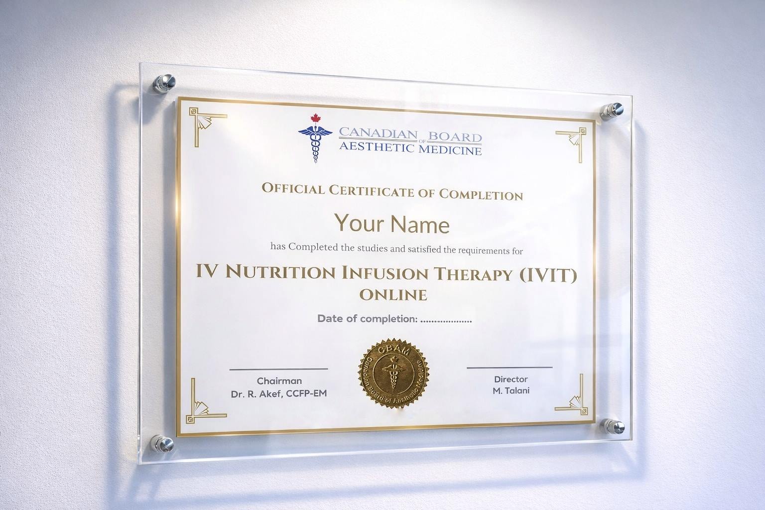 CBAM IV Nutrition Infusion Therapy Certificate