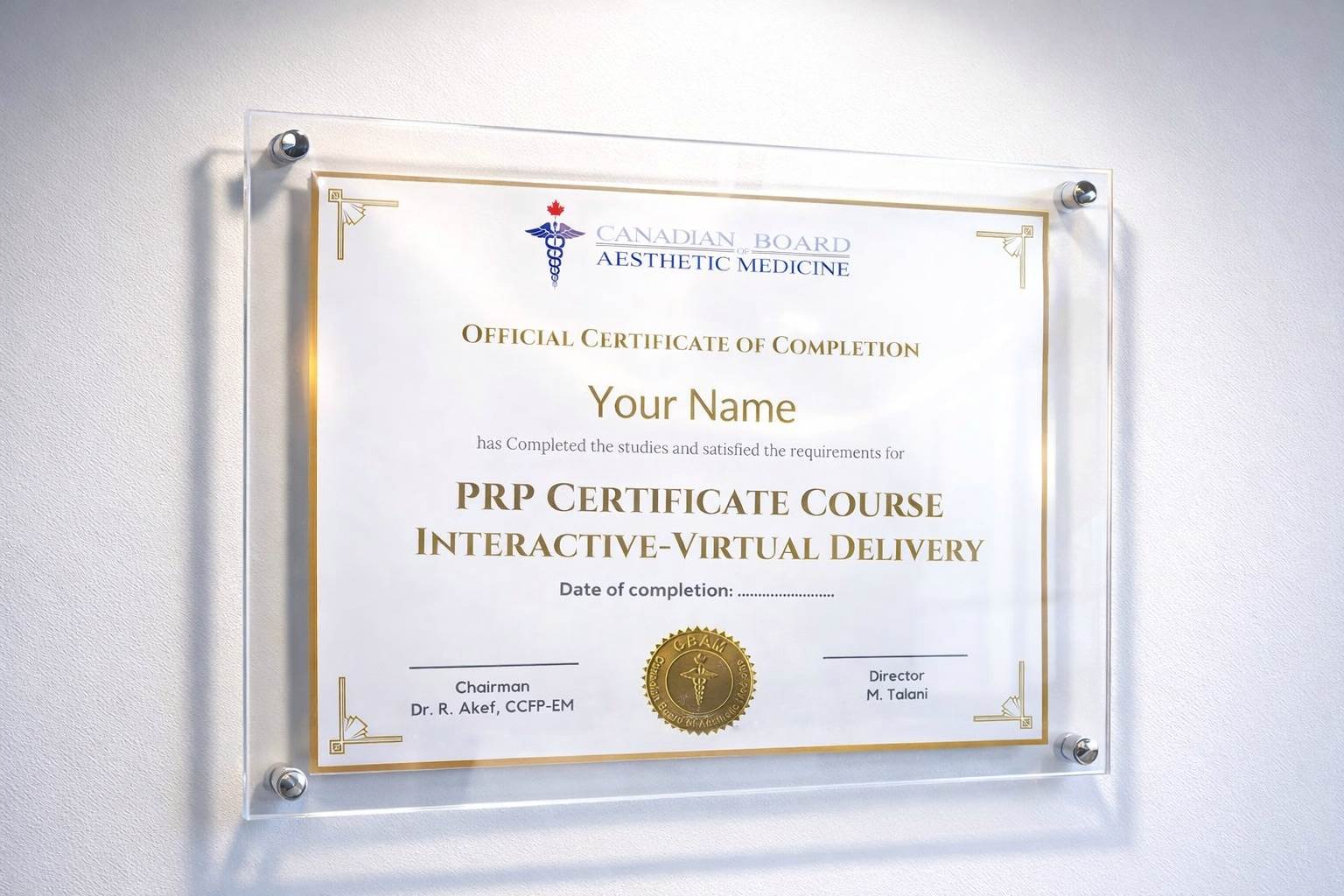 CBAM PRP Certificate of Completion