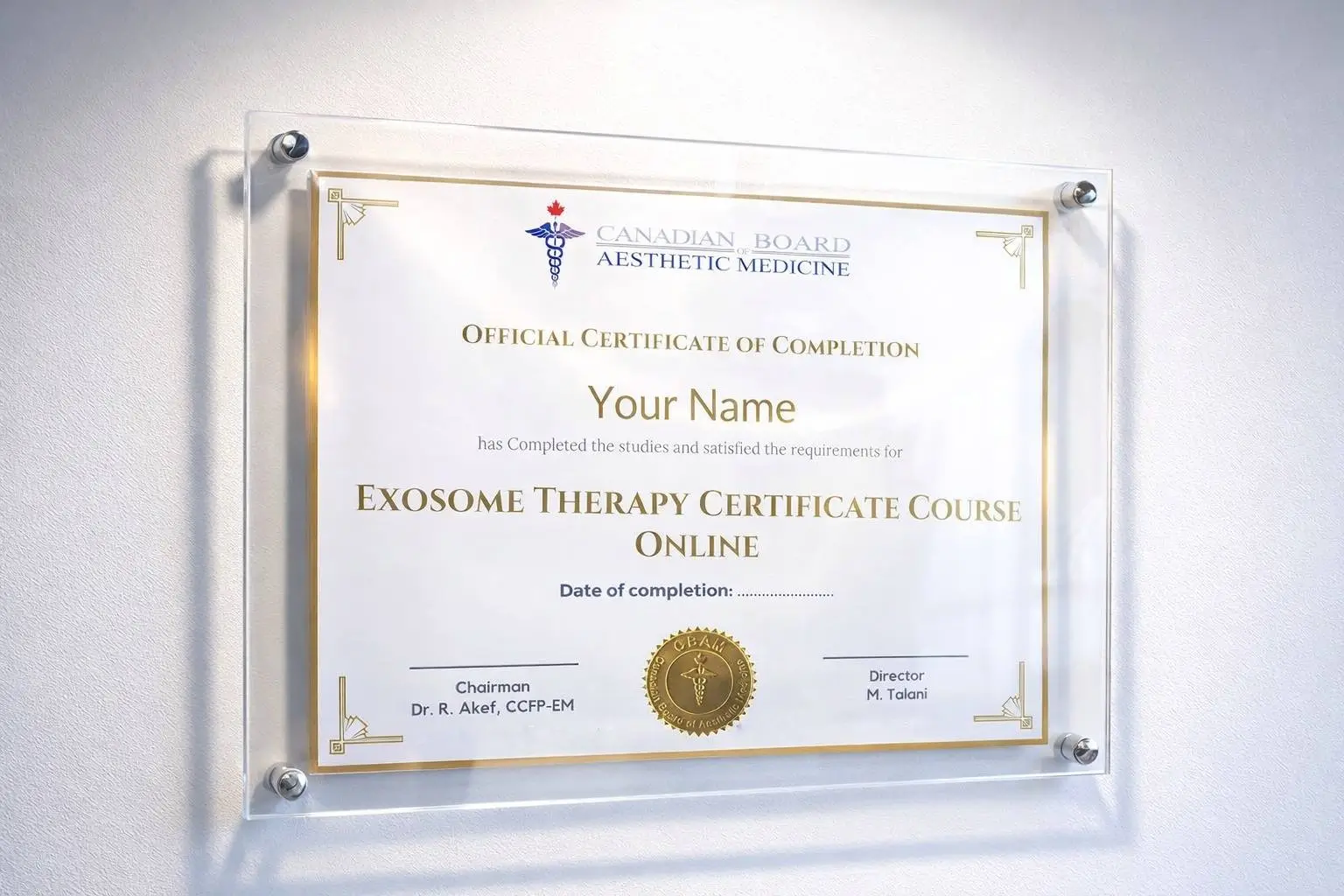 CBAM Exosome Therapy Certificate of Completion